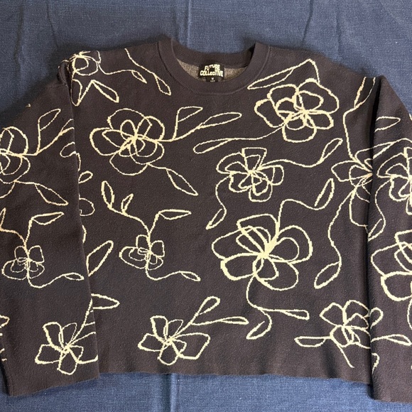 Future Collective Sweaters - Future Collective Floral Cropped Sweater
